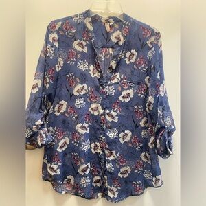 Kut from the Kloth Blue/Pink Floral Blouse